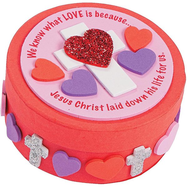 Fun Express Inspirational Valentine Prayer Box Craft Kit - Makes 12 - Religious Crafts for Kids and Sunday School Activities