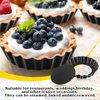Tessco 16 Pieces Mini Tart Pans with Removable Bottom Nonstick Quiche Pan Mini Pie Pans Mini Tart Pans Bakeware Mold Fluted Side for Pies (Black Gray Round,3 Inch)