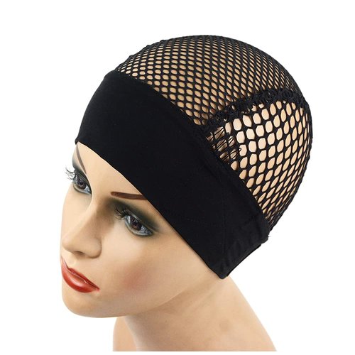 YANTAISIYU 1 pc Black Crochet Wig Cap Headband Wig Cap with Adjustable Headband Weaving Wig Base for Wig Making