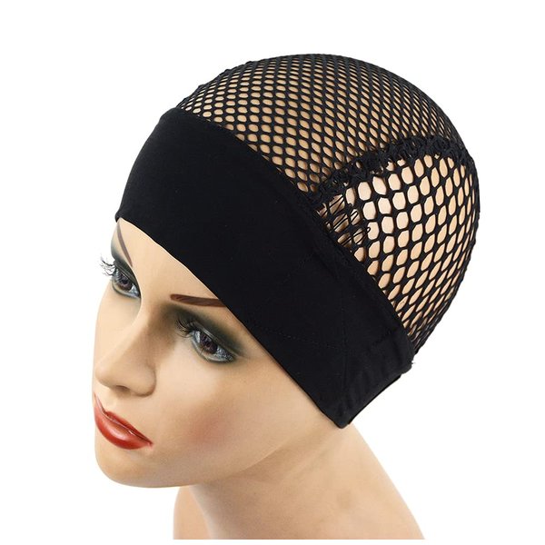 YANTAISIYU 1 pc Black Crochet Wig Cap Headband Wig Cap with Adjustable Headband Weaving Wig Base for Wig Making