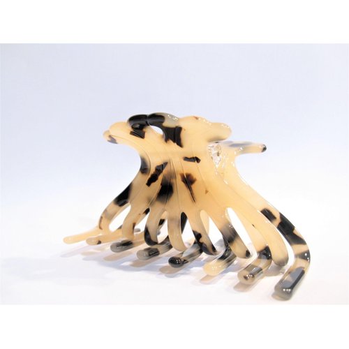 Generic Black tan beige marbled hair claw clip medium fine hair