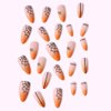 24Pcs Almond Halloween Press on Nails Medium Fake Nails Glossy Orange Halloween Acrylic Nails Full Cover Spider Web Glue on Halloween Nails Medium Stick on Nails for Women Halloween Day Manicure