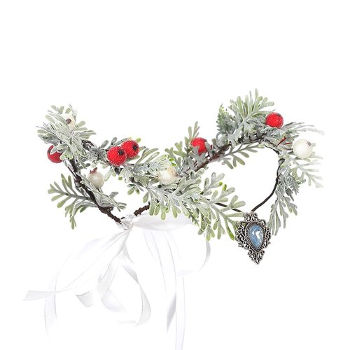 Bubbmi Christmas Flower Crown Headband, Woodland Forest Crown Fairy Goddess Tiara, Festival Headpiece with for Party Women Girls