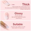 Yivaiks White Acrylic Press on Nails Medium Length Glue on Fake Nails Flame Stick on Nails Full Cover Artificial Nails Press ons Short Nails Kit 24pcs