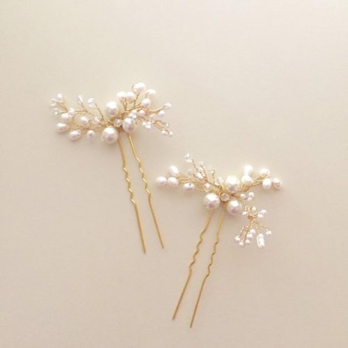 Jakawin Bride Pearl Wedding Hair Piece Gold Hair Pins Bridal Hair Accessories for Women HP192 (1 Gold)