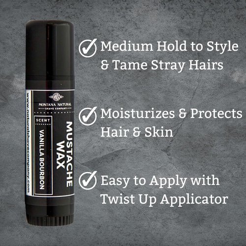 MNSC Vanilla Bourbon Mustache Wax - Medium Hold Balm - All-Natural Beeswax and Plant-Based Oils, Petroleum-Free, Hypoallergenic Ingredients, Handmade in USA