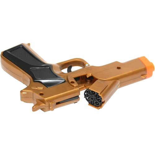 Set of 2 - Golden Cap Gun Toy, Revolver Pistol Detective Police Cowboy