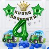 5Pcs Tractor Balloons, Green Tractor Birthday Number Mylar Foil Balloon Farm Theme 4th Birthday Party Supplies Decor (4th)