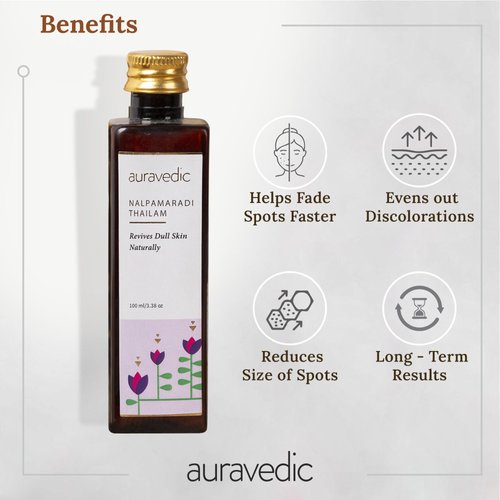 Auravedic Nalpamaradi Thailam Face Oil | Ayurvedic Massage Oil | Helps Revive Dull Skin & Reduce Facial Lines | Natural Moisturization with Vetiver & Sandalwood | 3.38 Fl Oz (100ml)
