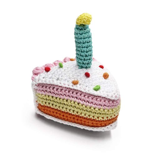 Crochet Small Dog Squeaky Toy - Birthday Cake