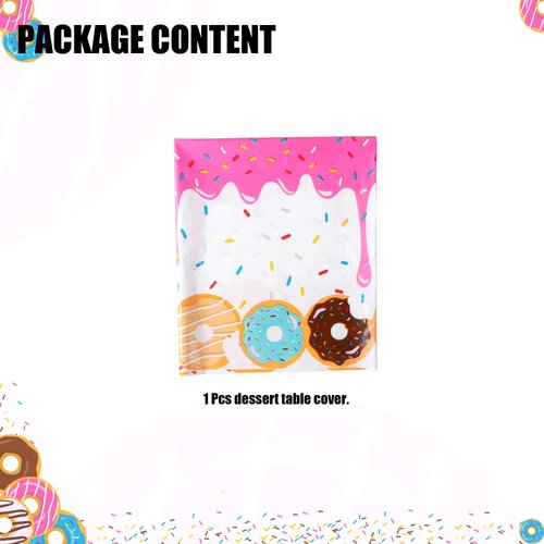 GGDE 1 Pcs Donut Dessert Theme Party Plastic Table Cover Birthday Party Decorations