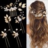 5 PCS Bridal Wedding Hair Pins Gold Leaf Crystal Pearl Hair Pins Vintage Bridal Hair Accessories Wedding Hair Clips for Brides Bridesmaids Women Girls