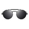 RONSOU Steampunk Style Round Vintage Sunglasses Retro Eyewear UV400 Protection Matel Frame black&grey