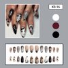 24Pcs Gothic Press on Nails Medium Almond Fake Nails Punk Cartoon Anime Design Black White Full Cover Glue on Nails Horror Gothic Designs French False Nails for Women Girls Acrylic Manicure Decor