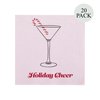 C.R. Gibson TW4-23698 Holiday Cheer Disposable Paper Cocktail Napkins for Christmas Parties, Pink and Red, 5" x 5", 20pcs