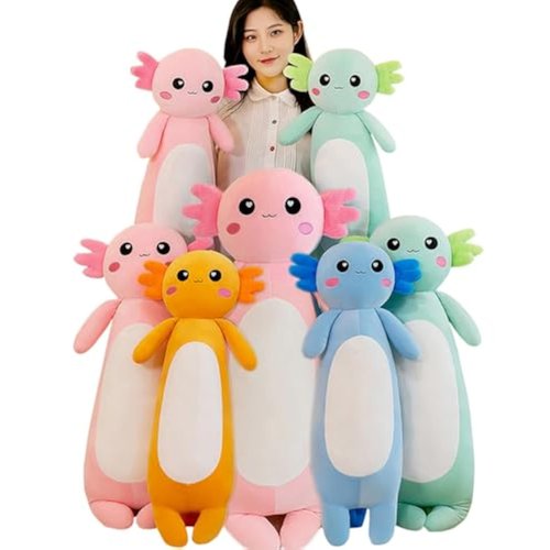 Kekeso Long Axolotl Plush Pillow, Pink Axolotl Stuffed Animal for Girls and Boys Salamander Plush Toy Gift for Christmas (Pink, 80cm/31.49inch)