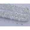 Over 2100 Pieces Transparent AB Flat Back Glass Rhinestones Crystals For Nail Art Kit 6 Sizes (1.4mm - 4.8mm)