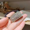 Zeshimb Boho Rhinestone Ponytail Holder Cuffs Geometric Elastic Scrunchies Gold Crystal Ponytail Hair Tie Band Luxury Ponytail Hairband Ring Hair Accessories for Women and Girls