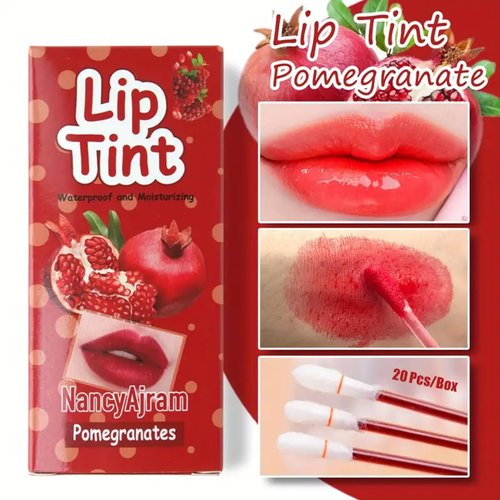 SWETIYOU Lip Tint Cotton Swab, 20 Pcs Waterproof Non-Stick Cotton Swab Lipstick Long Lasting Q Tip Lip Tint Stain, Cute Lip Makeup Products(Pomegranates)