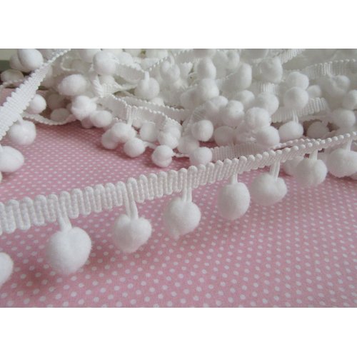 YYCRAFT 10 Yards Ball Fringe 1" Wide Pom Pom Trim Ribbon Sewing-White
