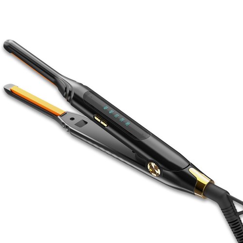 Ficzcfy Pencil Flat Iron 3/10'' Small Flat Irons for Short Hair,Pixie Cut & Bangs,Mini Hair Straightener for Edge with LED Display,Travel Tiny Hair Straightener with Dual Voltage,Auto Shut Off（Orange）