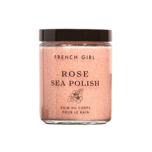 French Girl Rose Sea Polish Sugar Scrub - Exfoliating Body Scrub for Face & Body, Gentle Sea Salt Exfoliator for Smooth, Hydrated Skin, Clean, Vegan & Cruelty-Free, 10 oz