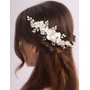 Rumtock White Flower and Pearl Hair Comb for Brides Wedding Women Handmade Hair Accessories Vintage Jewelry