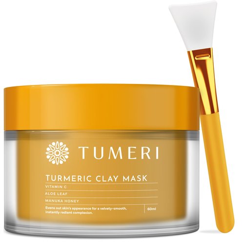 TUMERI Turmeric Clay Mask - With Vitamin C Clay Face Mask with Manuka Honey - Turmeric Skin Care, Deep Cleansing Facial Mask Improves Skin, Scarring and Refining - 4.5 oz