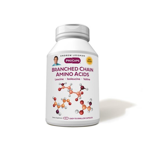 Andrew Lessman Branched Chain Amino Acids 180 Capsules - Pure, Free-Form Essential BCAA Formula: Leucine, Isoleucine and Valine. Hypoallergenic. Easy-to-Swallow Capsules. No Additives.
