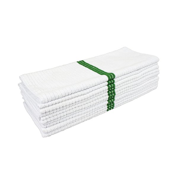 Nouvelle Legende Ribbed Bar Mop Microfiber Towels with Stripes for Cleaning and Drying, 14 by 18 Inches, 12 Pack