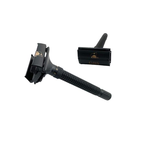 G.B.S Men's Shaving Razor with Adjustable Butterfly Open Mechanism Double Edge Safety Razor, Black Matte