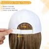 Lansigreen Baseball Cap with Hair Extensions Hat Wig Adjustable Hat Attached Short Straight 14" Synthetic Hairpiece for Women Mid Brown Mix Blonde