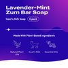 Zum Indigo Wild Goat's Milk Soap Bar - Bar Soap for Hands & Body Made with Essential Oils - 3 oz - Lavender-Mint (6 Pack)