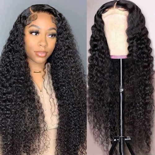 ROYAL IMPRESSION Deep Wave Lace Front Wigs Human Hair 4x4 HD Transparent Lace Closure Wigs for Black Women Glueless Wigs 180% High Density Human Hair Wigs Pre Plucked with Baby Hair (24 Inch)