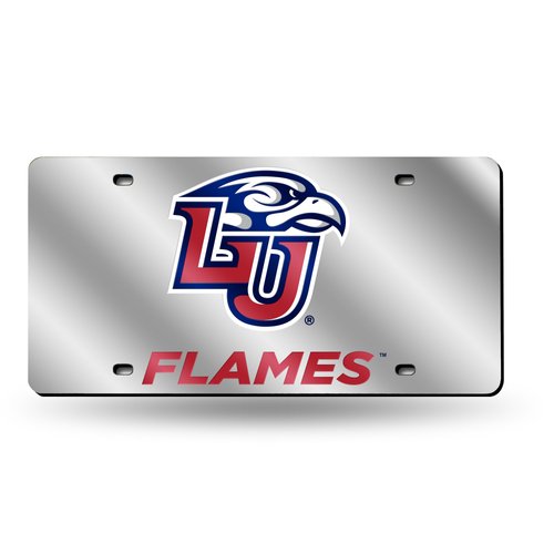 FanNut.com Liberty Flames New Logo Silver Deluxe Laser Cut Acrylic Inlaid License Plate Tag University of