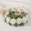 Vividsun Women Flower Crown Floral Headpiece Festival Wedding Hair Wreath Floral Crown (White)