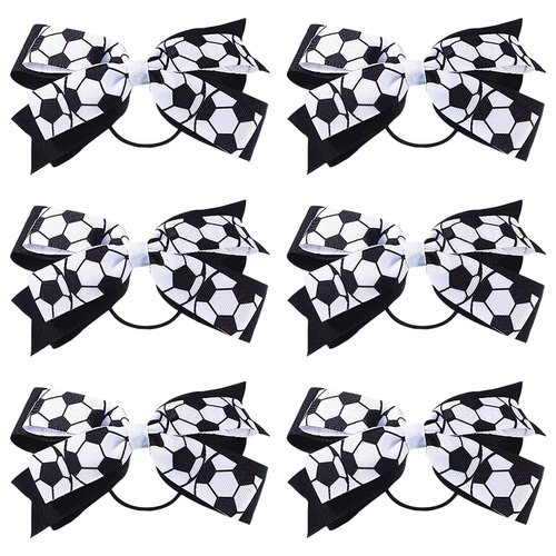 6 Pcs Football Hair Bow Ties Soccer Hair Ties Elastic Cheer Bows Soccer Elastic Hair Bands Sport ...