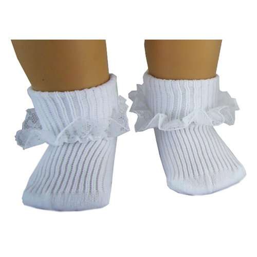 Generic Doll Socks, White Lace Trim, Fits 18 Inch Dolls