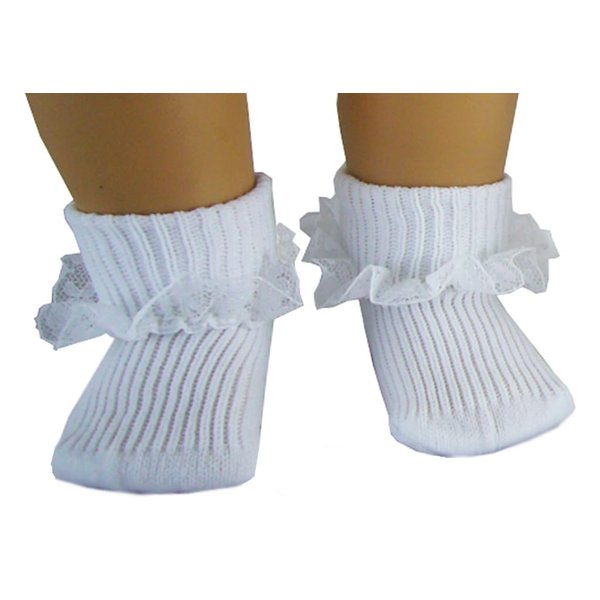 Generic Doll Socks, White Lace Trim, Fits 18 Inch Dolls