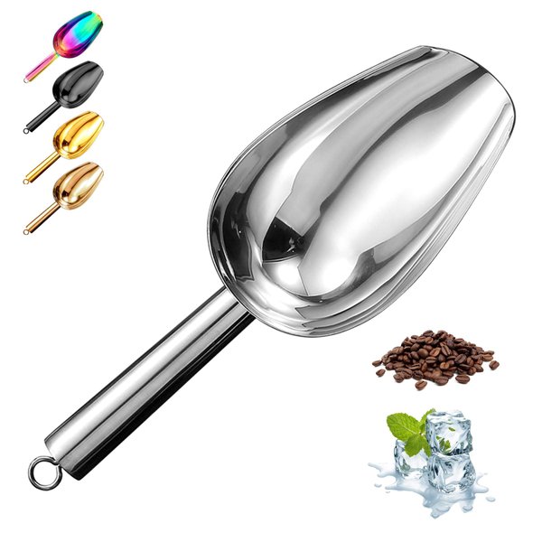 Metal Ice Scoop 3 Oz, Small Stainless Steel Ice scooper for Ice Maker Ice Bucket Kitchen Freezer Bar Party Wedding, Multipurpose for Popcorn Scoop,Flour Scoop,Dog Food Scoop (3 OZ, Silver)