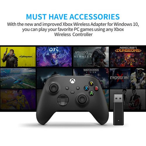 Wireless Adapter with Original IC Chip Compatible with Xbox One Controller for PC Windows 10 11
