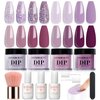 AZUREBEAUTY Dip Powder Nail Kit Fall Winter Dark Purple Lilac Purple Glitter 4 Colors Nail Dip Powder Starter Set Essential Dip Liquid Set with Base/Top Coat Activator for French Art Manicure DIY Gift