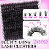 wiwoseo Fluffy Long Lash Clusters Eyelash Clusters Fluffy Cluster Eyelash Extensions 200D Thick Volume Lashes Clusters 16-24MM Super Long Individual Lashes Fluffy Mink Eyelashes Cluster Lashes