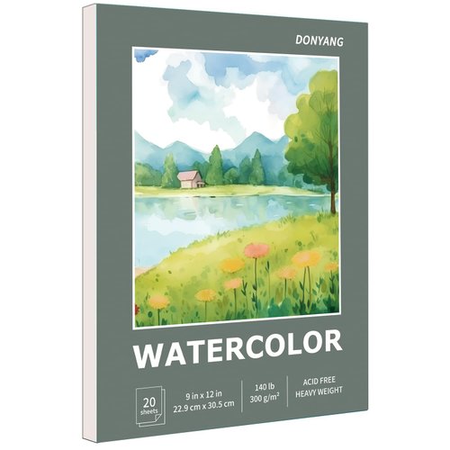 Watercolor Paper Pad, 9"x12" Water Color Paper, 140lb/300gsm Artist Drawing Sketch Book, Art Supplies for Kids Teens Adults, Watercolors, Watercolor Paint Set, Canvas Easel Painting, Journal, Green