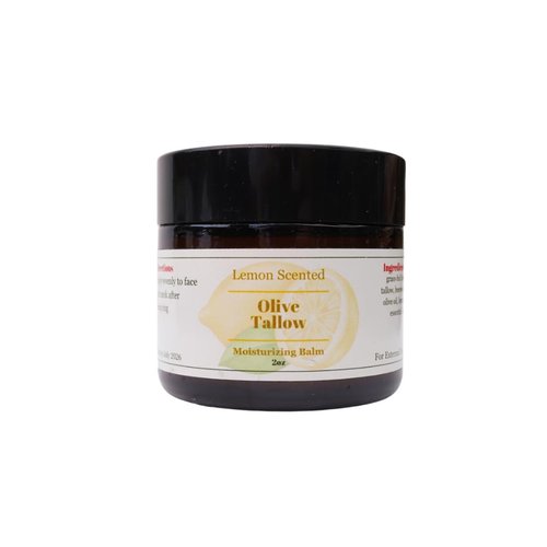 OLIVE TALLOW BALM. 100% Grass-Fed Beef Tallow & Organic Olive Oil – Natural Face Moisturizer for Sensitive Skin. Beef Tallow for Skin Care, 2oz. (2 oz, Lemon)