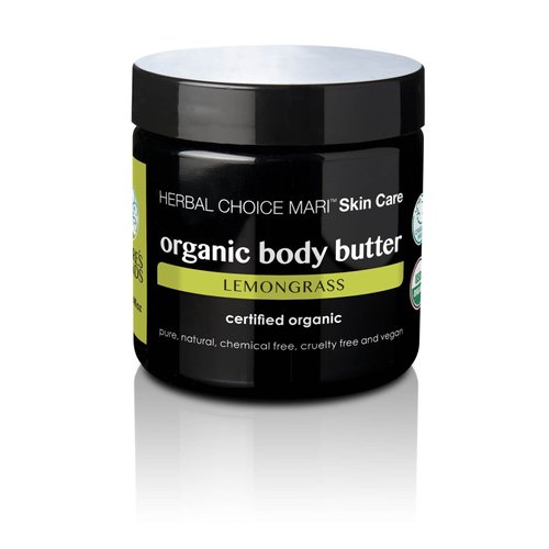 Nature's Brands Organic Body Butter by Herbal Choice Mari (Lemongrass, 4 Fl Oz Jar) - No Toxic Synthetic Chemicals