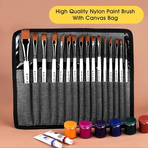 Paint Brushes Set of 16 Pieces YIHUALE Wooden Handles Brushes with Canvas Brush Case, Professional for Oil, Acrylic and Watercolor Painting