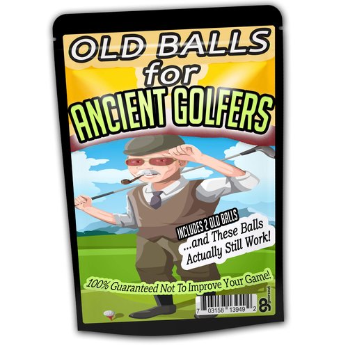 Old Balls for Ancient Golfers Funny Golf Gag includes 2 Old Golf Balls Novelty Stocking Stuffers for Golfer Retirement Over The Hill