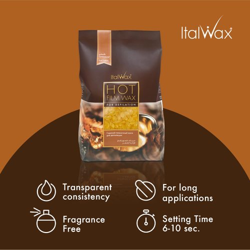 Italwax Natural - 1kg / 2.2lb - Hard wax beads for hair removal - Natural formulation ideal for all skin type - Unscented - Recommended for Bikini Area and Armpits
