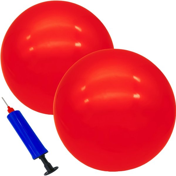 GCQJOQ 2 Pcs 9 Inch Inflatable Bouncy Balls with Hand Air Pump for Indoor Outdoor Play Balls (red)